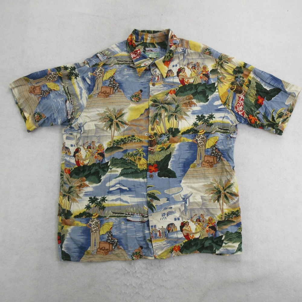 Reyn Spooner Mens Hawaiian Shirt XL Short Sleeve Scenic Aloha USA